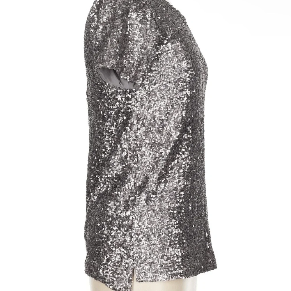 Velvet Silver Sequin Short Sleeve T-Shirt - Picture 3 of 10